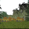 Natural Garden Landscape With Lush Green Lawn Various Trees And Flowering Shrubs