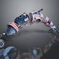 Smart Machine With NASA Logo Blue Red Components Mechanical Arm Structure And Wheels