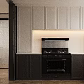 Modern Kitchen Interior With White Upper Cabinets Black Lower Cabinets Range Hood And Stove