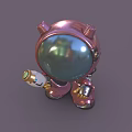 Pink Astronaut Decorative Ornament Set With Helmet And Holding Bottle