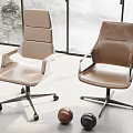 Modern Office Chairs In Light Beige And Brown With Casters In Bright Room