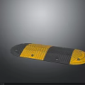 Black And Yellow Speed Bump With Chevron Pattern And Mounting Holes