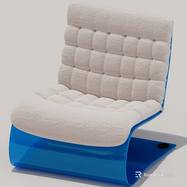 Modern Tufted Chair With White Upholstered Seat Backrest And Blue Base 3d model 