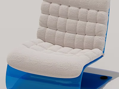 Modern Tufted Chair With White Upholstered Seat Backrest And Blue Base 3d model
