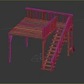 Simple Wooden Stairs With Railing Leading To Elevated Platform Design 3d model