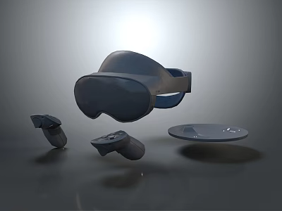 Advanced Modern Computer VR Headset With Controllers And Tracking Sensor 3d model