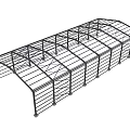 Large Open Steel Canopy Structure Featuring Metal Frame And Support Columns 3d model