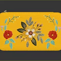 Elegant Yellow Decorative Storage Box With Floral Embroidery And Beaded Trim