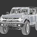 Ford Bronco Four Door Off Road SUV with Black Roof Round Headlights and Large Tires