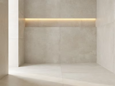 Minimalist Interior Wall Panel With Embedded Horizontal Light Strip And Spacious Design 3d model