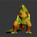 Godzilla 3D Creature Model Design With Spiked Back Open Mouth And Grey Skin