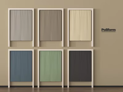 Poliform Curtains in Various Colors with White Frames for Home Interior 3d model