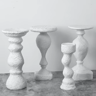 European style flower pot stand with flower column 3d model
