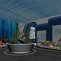 Coral Reef Restaurant Interior With Large Ocean Screen And Marine Themed Decor