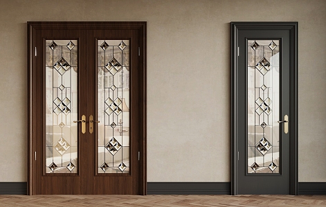 French door single door double door glass door 3d model