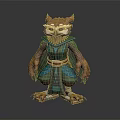 Owl Themed Game Movie Character In Green Cloak With Decorative Outfit