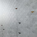 Geometric Gray Hexagonal Wall Components With Gold Accents And Modern Design 3d model