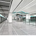 Modern Subway Station Interior With Spacious Tile Floor White Pillars And Automatic Gates 3d model