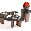 Modern solid wood tea table ancient tea table 3d model