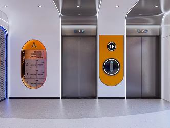 modern elevator hall 3d model