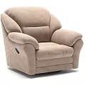 Plush Beige Recliner Chair With Swivel Base And Comfortable Ottoman Footrest