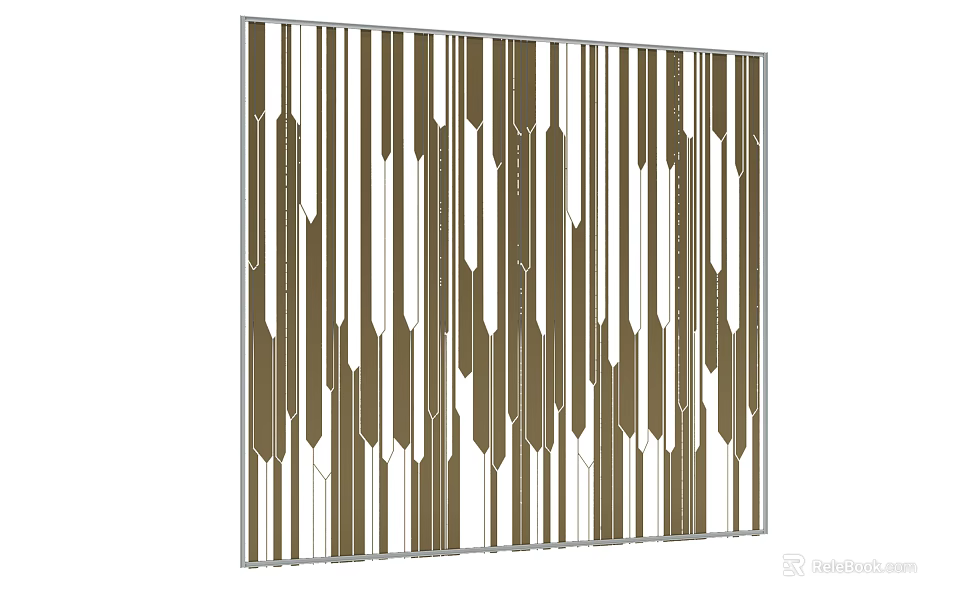 Modern Stylish Decorative Room Divider With Vertical Brown And White Striped Geometric Pattern 3d model 