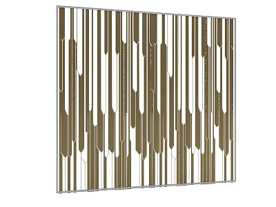 Modern Stylish Decorative Room Divider With Vertical Brown And White Striped Geometric Pattern 3d model