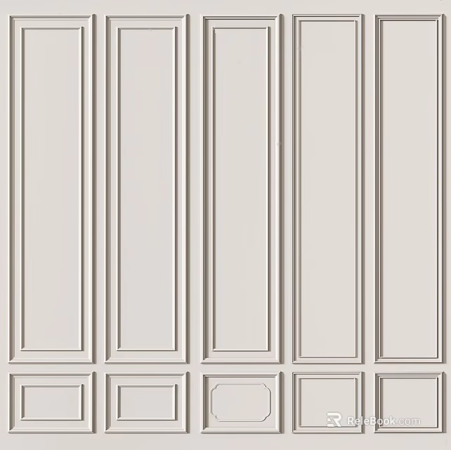 Modern Light Colored Wall Paneling With Rectangular Panels And Vertical Strips 3d model 