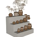 Pottery Pot Ornaments Pot Soil Pottery Pot Jar Utensils and Ornaments 3d model