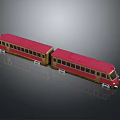 Two Car Train Model with Red Roof Golden Body and Detailed Windows