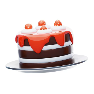 Modern Cake Strawberry Cake Dessert Food Cartoon Cake 3d model