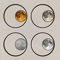 Modern Circular Wall Lamps with Different Moon Phase Designs on Gray Wall 3d model