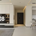 Modern Living and Dining Room Interior Design With Sofa Marble Coffee Table And Artwork