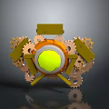 Industrial Style Lighting Combination With Yellow Circular Center And Metal Gear Components