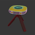 Sleek Orange And Gray Electronic Device With Circular Top And Tripod Stand Design