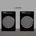 POLIFORM Gray And White Front Loading Washing Machines Side By Side With Control Panel 3d model