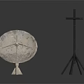 Vintage Round Compass And Black Tripod Cross Stand On White Surface