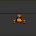 Orange Helicopter with Large Rotors Shiny Fuselage Design on Dark Background