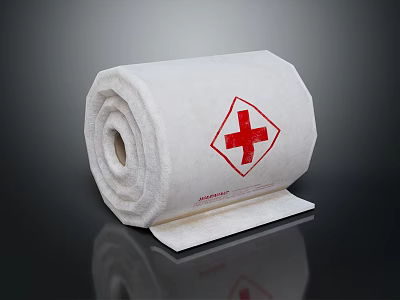 White Roll Medical Device With Red Cross Symbol For Emergency First Aid Applications 3d model