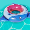 Shark Shaped Inflatable Swim Ring On Pool Water 3d model