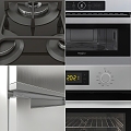 Modern Kitchen Appliances Refrigerator Gas Stove Oven Microwave Oven 3d model