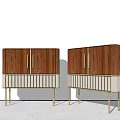 Modern Decorative Cabinets With Wooden Upper Light Lower Section And Gold Metal Legs