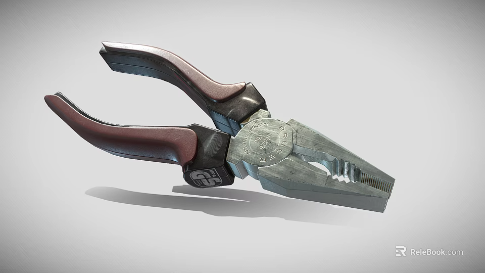 Durable Ergonomic Hardware Tools Pliers With Metal Jaws And Colored Handles 3d model 