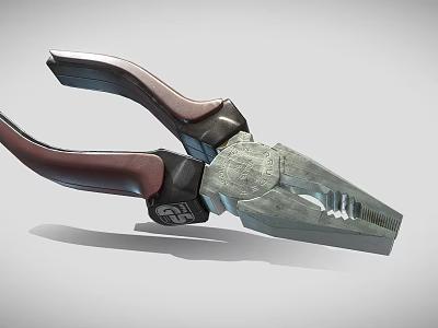 Durable Ergonomic Hardware Tools Pliers With Metal Jaws And Colored Handles 3d model