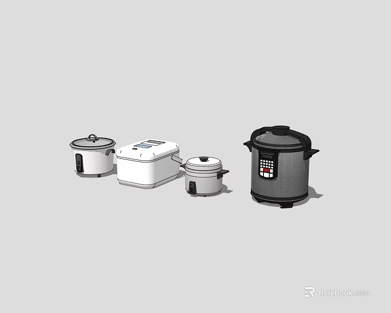 Various Modern Kitchen Appliances Including Rice Cookers And Multi Cookers 3d model 