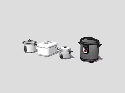 Various Modern Kitchen Appliances Including Rice Cookers And Multi Cookers 3d model