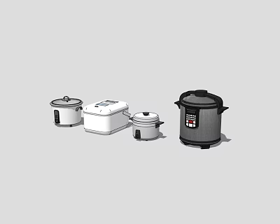 Various Modern Kitchen Appliances Including Rice Cookers And Multi Cookers 3d model