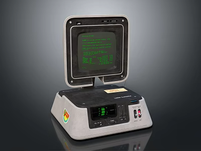 Desktop Electronic Device With Green Screen Display And Control Panel Interface 3d model