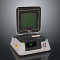 Desktop Electronic Device With Green Screen Display And Control Panel Interface