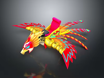 Vibrant Phoenix Creature With Red Seat For Character Riding Decorative Details 3d model